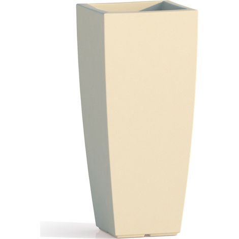 Vaso in resina quadrato mod. Agave 33x33 cm h 70 avorio