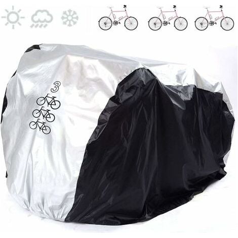Fahrradabdeckung für den Außenbereich, UV-beständig, staubdicht, wasserdicht, regenfest, Fahrradabdeckung, Rollerabdeckung, wasserdichte Rennradabdeckung – (pour 3 Fahrräder) (1/3)
