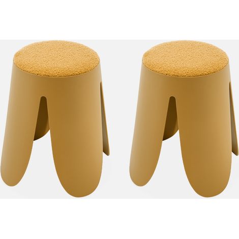 Taburete apilable con asiento texturado, set de 2
