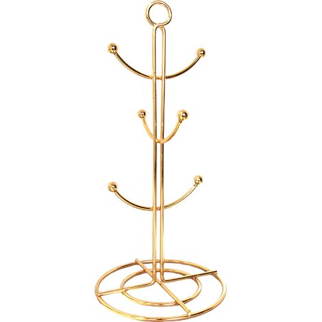 Porte-Mug Porte-Mugs 1pc Plateau de rangement mural pour tasses et bijoux Bras doré 4 étages (34cm) (1/5)