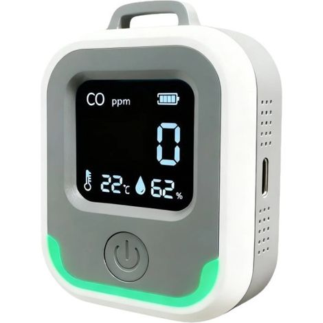 Détecteur 3-en-1 Portable CO Température Humidité avec Alarme pour Camping Tente Caravane