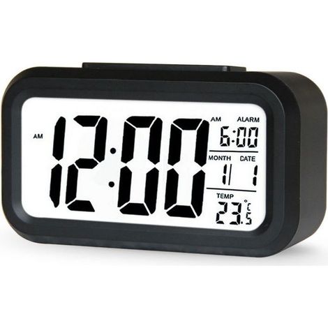 Réveil numérique pour enfants - Réveil avec affichage de la température - Fonction snooze - Réveil de voyage à grand écran LED - Réveil de bureau - Réveil de table de chevet - Noir (1/5)