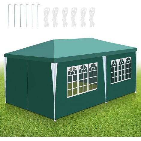 Randaco Pavillon Partyzelt für Gartenpartys & Feiern, regen- und winddicht, mit Seitenwänden 3x6m Grün
