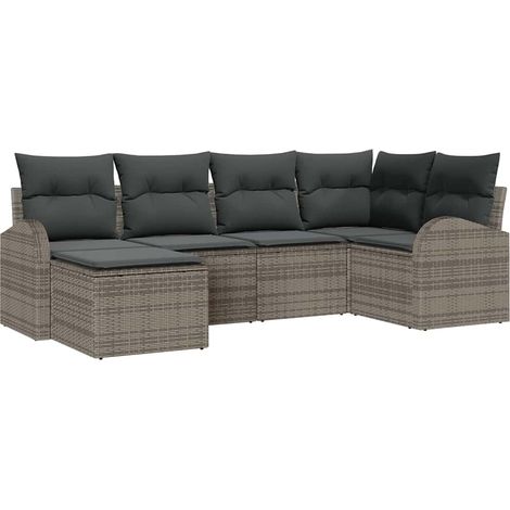 Maison Exclusive - Set Divano da Giardino 6 pcs Grigio polyrattan