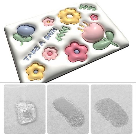 Tapis de sol doux en boue de diatomée, 40 x 60 cm, fleurs larges, vision 3D, salle de bain, toilettes, tapis antidérapant (A) (1/5)