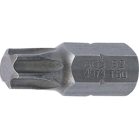 1 - Embout - Profil T - Acier Chrome-Vanadium - Pour Vis Torx T50 - Usage Mécanique - Argent - 30x10 mm (1/2)