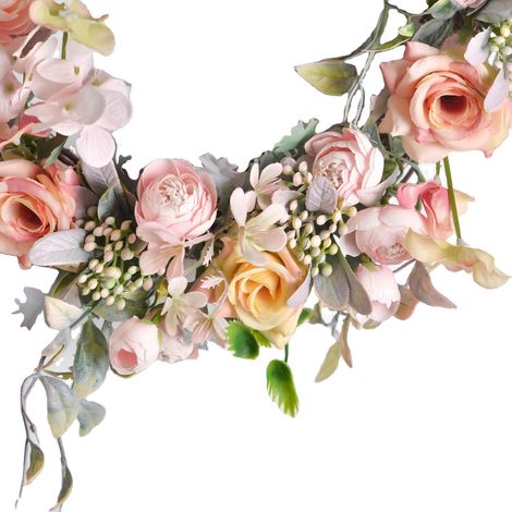 Guirlande de fleurs artificielles en plastique pour décoration intérieure de porte ou de mur. (1/5)