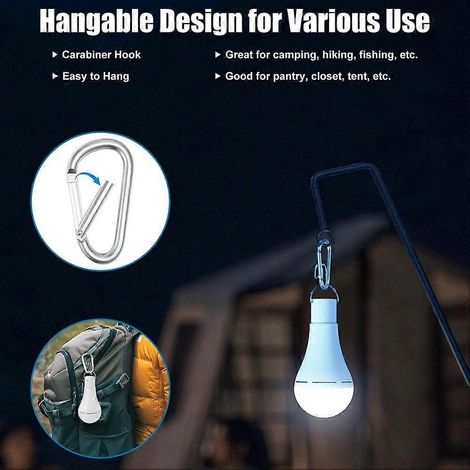 Ampoule rechargeable USB, ampoule de secours à batterie pour les pannes de courant à domicile, ampoule LED suspendue, lot de 2 (1/5)