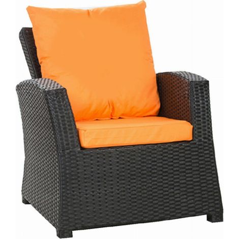 Coussins de fauteuil tressé en résine 56x52x7+56x50 4pcs Coussin l'extérieur orange ensemble de jardin rotin Coussins de chaise avec dossier