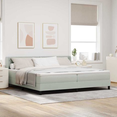 Cama tipo Box Spring Manual Gris Claro 200 x 200 cm Terciopelo (1/5)