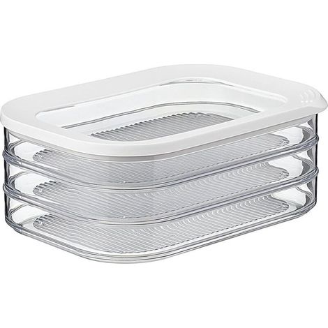 Boîte de Conservation Alimentaire 3 Niveaux Blanche - 3 Contenants Hermétiques Indépendants pour Réfrigérateur, Lavable au Lave-vaisselle (1/4)