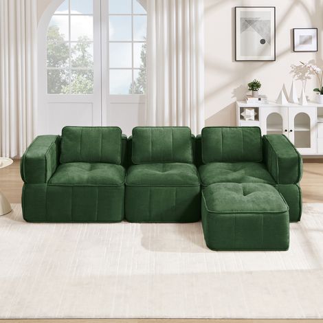 Canapé d'angle modulable 271x162x67 cm en polyester vert, sans montage, pour salon – MEUBLIV (1/5)