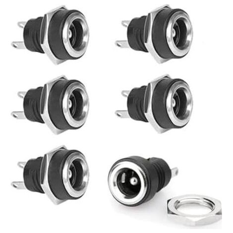 Lot de 6 connecteurs DC femelle 5,5 x 2,1 mm 2 broches DC Power Jack femelle DC encastrable (1/5)