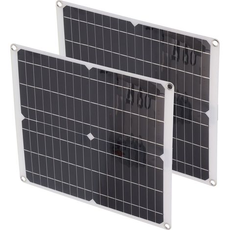 Kit solaire 25 W x 2 + contrôleur 20 A, composant de système photovoltaïque 2 en 1, batterie de secours, panneau solaire 20 V (1/5)
