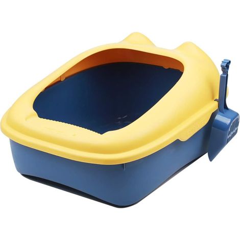 Grand bac à litière pour chat anti-déversement, facile à nettoyer, dimensions 51 x 41,5 x 17 cm, bac de qualité pour chat domestique (1/5)