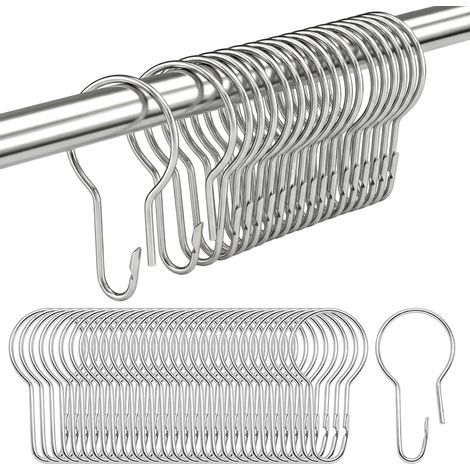 48PCS Anneaux de Rideau de Douche 70×40 mm, Crochets en Forme de Citrouille Réutilisables pour Tringle, Suspension de Rideaux, Salle de Bain, Cuisine, Chambre, Salon et Organisation (1/5)