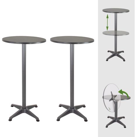 2x Stehtisch 2in1 Bistrotisch Alu klappbar höhenverstellbar 70/115 cm Ø 60 cm Partytisch Bartisch (1/5)
