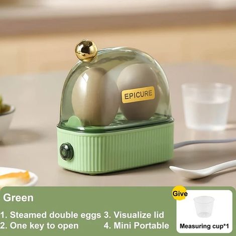 Cuiseur à œufs (vert), appareil de cuisine multifonctionnel pour le petit-déjeuner avec arrêt automatique (1/5)