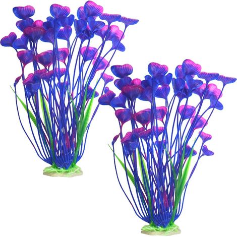 2 plantes aquatiques artificielles, PVC + base céramique, 40 x 8,5 cm, pour aquarium eau douce et marine (1/5)