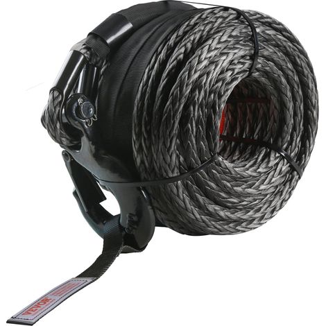 Corde de Treuil 9,5 mm x 30,5 m Câble Synthétique Résistance Rupture 117,9 kN avec Manchon de Protection, Crochet de Treuil Forgé, Sangle Traction pour SUV, Grand Véhicule Tout-terrain, Camion (1/5)