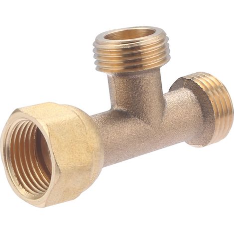 Noyon & Thiebault – Té en laiton à visser 3/8 – Raccord mâle-femelle – Résistance 10 bar – Étanchéité par joint fibre – Pour circuits d'eau potable et chauffage