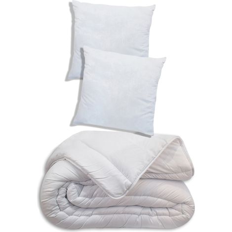 Lot de 2 oreillers polyester et mémoire de forme 60x60 et une couette 220x240 (1/3)