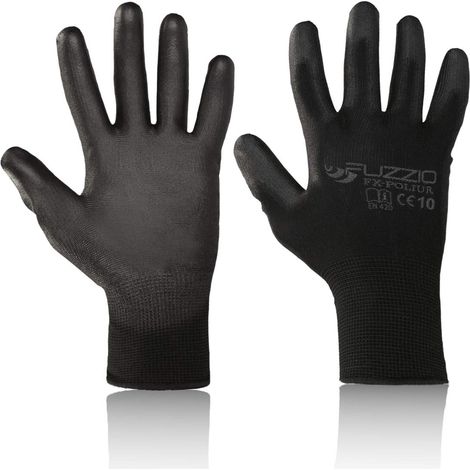 Lot de 40 paires de gants de travail avec revêtement PU Gants de construction avec pince à gants XL-10 Noir