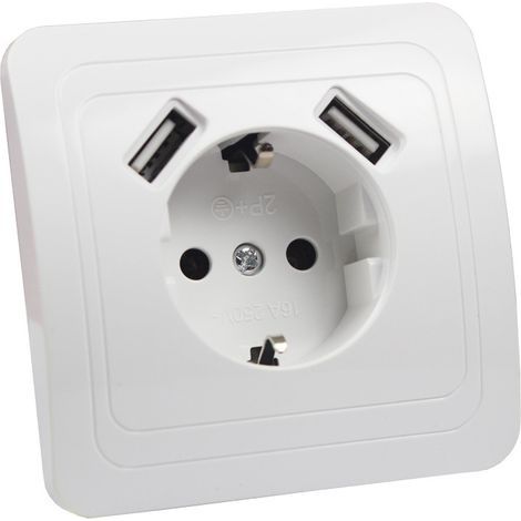 Universelle Wandsteckdose für Telefon, zwei USB-Anschlüsse (5 V, 2 A), europäischer Standard, deutsche Wandsteckdose (1/4)
