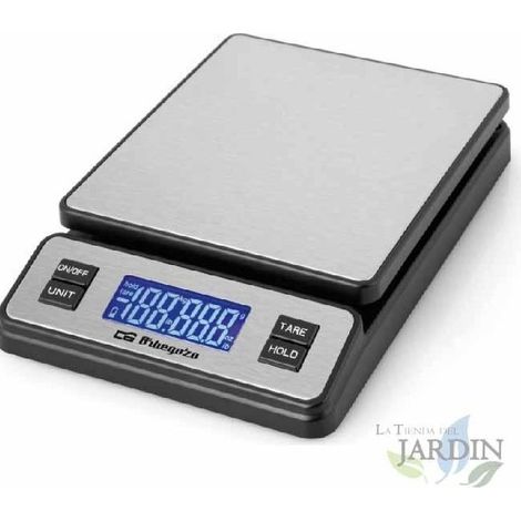 Elektronisches Küchengewicht.  Wiegt bis zu 40 Kg. LCD-Bildschirm.  INOX-Oberfläche 17x19 cm.