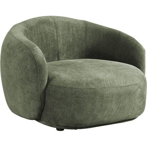 HOME DELUXE Sessel CASARA Webstoff Dunkelgrün - 99 x 104 x 72 cm I Sessel Runder Sessel Wohnzimmer Sessel Abgerundeter Sessel  mit Armlehnen, Design Sessel, Loungesessel