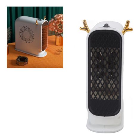 Mini-Elektroheizung mit schneller Heizung, einstellbarer Temperatur, tragbarer elektrischer Schreibtischventilator für Büro, Schlafzimmer, elegant, weiß, EU-Stecker, 220V (1/5)