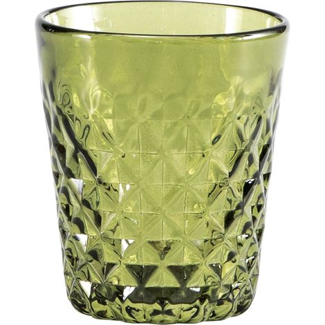 Zafferano Tumbler Balloton Vert Pomme Lot de 6 Verres en Verre Soufflé à la Main avec Texture en Relief Artisanale Élégante et Résistante 35cl