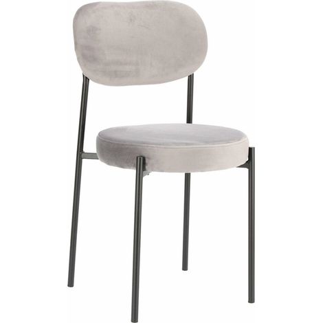Chaise rembourrée en velours gris Camile, piètement en métal (1/5)