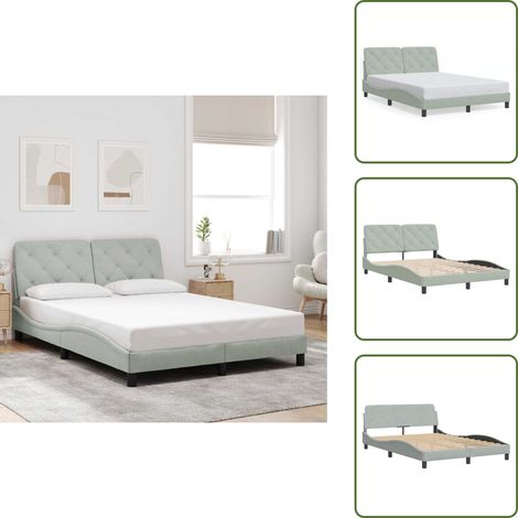 The Living Store Bettgestell ohne Matratze Hellgrau 120x200 cm Samt - Bettsofa - Samtbett - Doppelbett - Boxspringbetten - Lattenrost