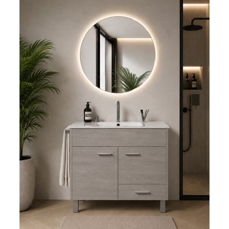 Mobile bagno con lavabo ORIGENBATH SAMOS senza specchio 90x40 cm rovere smoky (1/5)