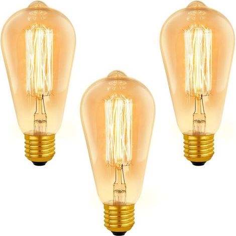 Ampulle E27 Vintage ST64 dimmbar 40 W – Weiß 2200 K, 400 lm – Ambré-Glas, dekorative Dekoration – Lot de 3 (1/5)
