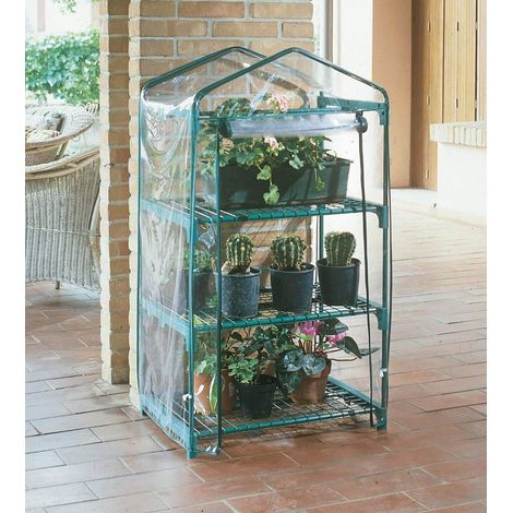 Serra da Giardino in Acciaio 3 Ripiani con Telo Rama Azalea Verde (1/2)