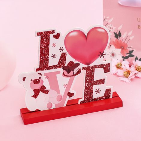 Décoration de Table en Bois pour la Saint-Valentin - Ornement d'Amour Artisanal (1/5)