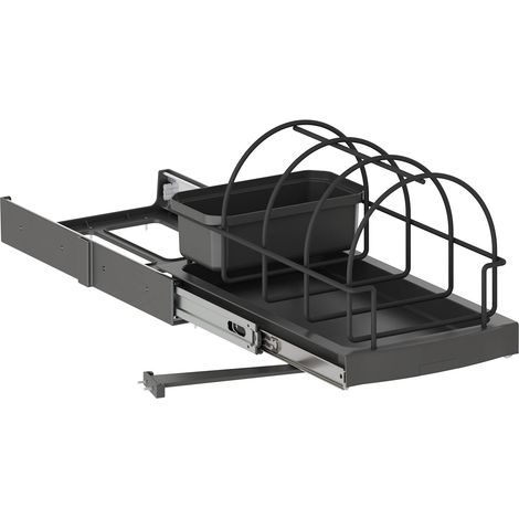 Plateau pour accessoires de cuisine, fixation par le bas et extraction manuelle, Plastique gris anthracite, 1 u (1/5)