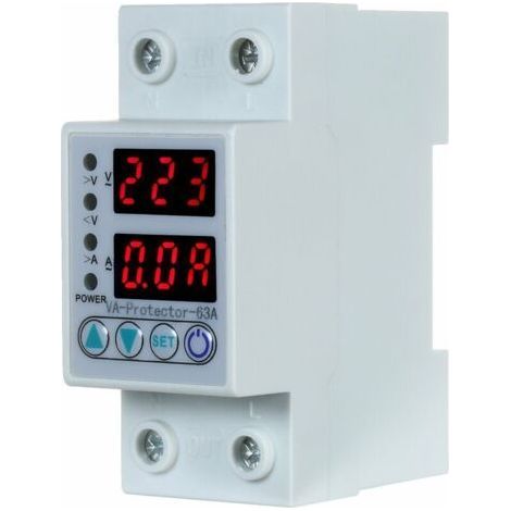 63A 220V DIN-Schienen-Überspannungs- und Unterspannungsschutzgerät mit Relais und Überstromschutz für den Hausgebrauch mit zwei LED-Anzeigen (1/5)