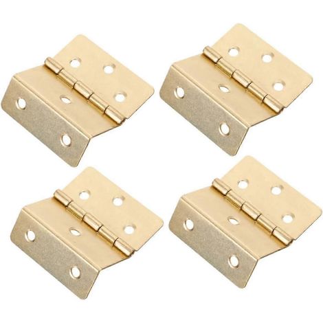 Lot de 4 charnières à angle droit tripolaire en fer jaune vintage avec plusieurs (1/5)
