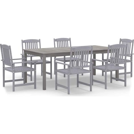 Maison Exclusive - 7-tlg. Garten-Essgruppe Massivholz Akazie Grau (1/5)