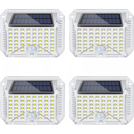 lumière blanche solaire capteur de corps humain jardin clôture maison réverbère 4 pièces 90LED (1/5)