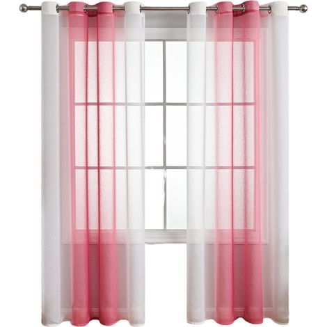 Lot de 2 rideaux à œillets : Panneaux voilages à texture dégradée — Voilages de style moderne pour salon, cuisine ou chambre (270 x 132 cm) (1/5)