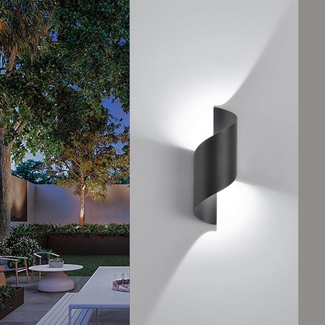 LED 10W Indoor/Outdoor Wall Light, 6000K Cool White, Black Modern Up Down Wall Light, Wall Light, Spiral Aluminium IP65 Waterproof Wall Lighting for Bar Hallway Entrance Garden (1/5)