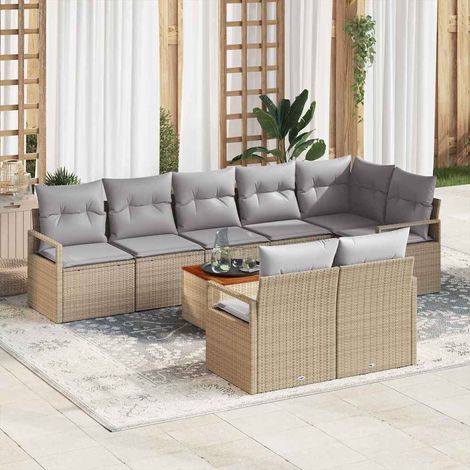 Teenpull – Gartensofa-set 9 Stk. Beige Poly-Rattan (1/5)