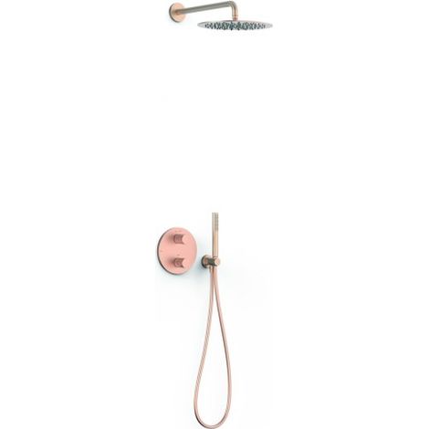 Kit robinet thermostatique encastré 2 voies pour douche Therm-box Or Rose Mat 24K - TRES 26235004OPM