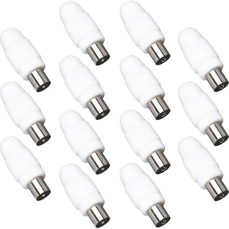 14 Adaptateur Connecteur Coaxial, Visser, Plastique Stable, Câble 5-7 mm, Téléviseur Récepteur DVB-T (1/5)