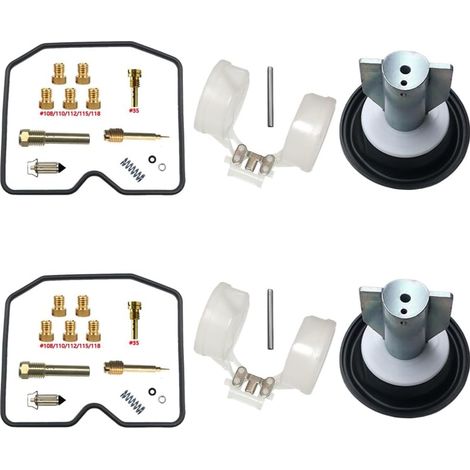 Kit de réparation de carburateur pour EN450 454 LTD 1987-1989 450 cm³ Kit + piston Compatible avec EN450 454 LTD bicylindre parallèle carburateur CVK34 gicleurs en laiton joints en nitrile spéc (1/5)