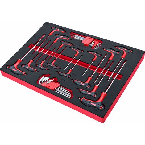 Assortimento di 33 utensili SOGI TER-92 - chiavi maschio a T impugnatura bimateriale - chiavi esagonali - varie misure (1/5)